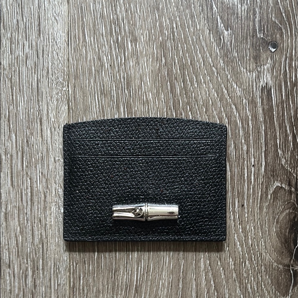 Longchamp Black Leather Roseau Card Holder